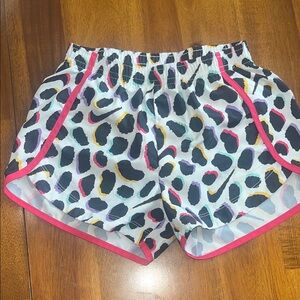 Nike Kids Leopard Print Shorts with Pink Trim